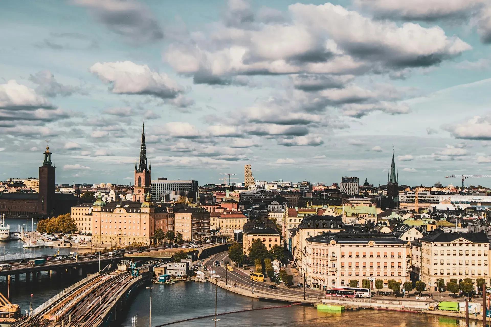 Stockholm Ljus Stockholm skyline i solljus